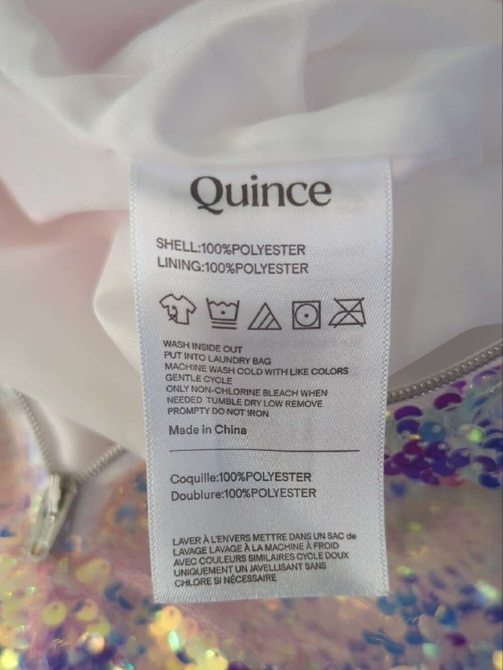Quince Iridescent Sequence dress-Girls Size 6 -white/Multicolor - Picture 6 of 8